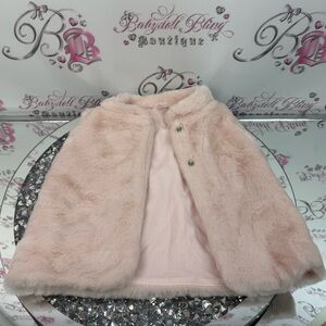 Carter's vest snap buttons furry fur blush light Soft Pink Faux Fur Vest